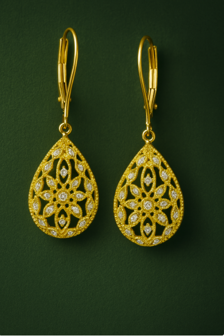Golden Filigree Teardrop Earrings