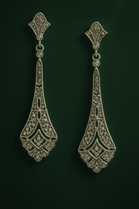 Art Deco Fan Drop Earrings