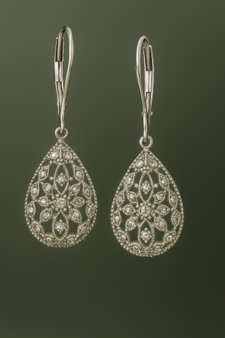 Diamond Lattice Teardrop Earrings