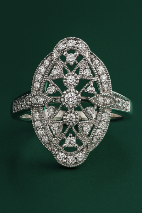 Vintage Oval Diamond Cocktail Ring