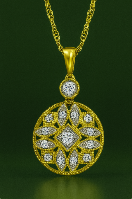 Golden Mandala Diamond Pendant
