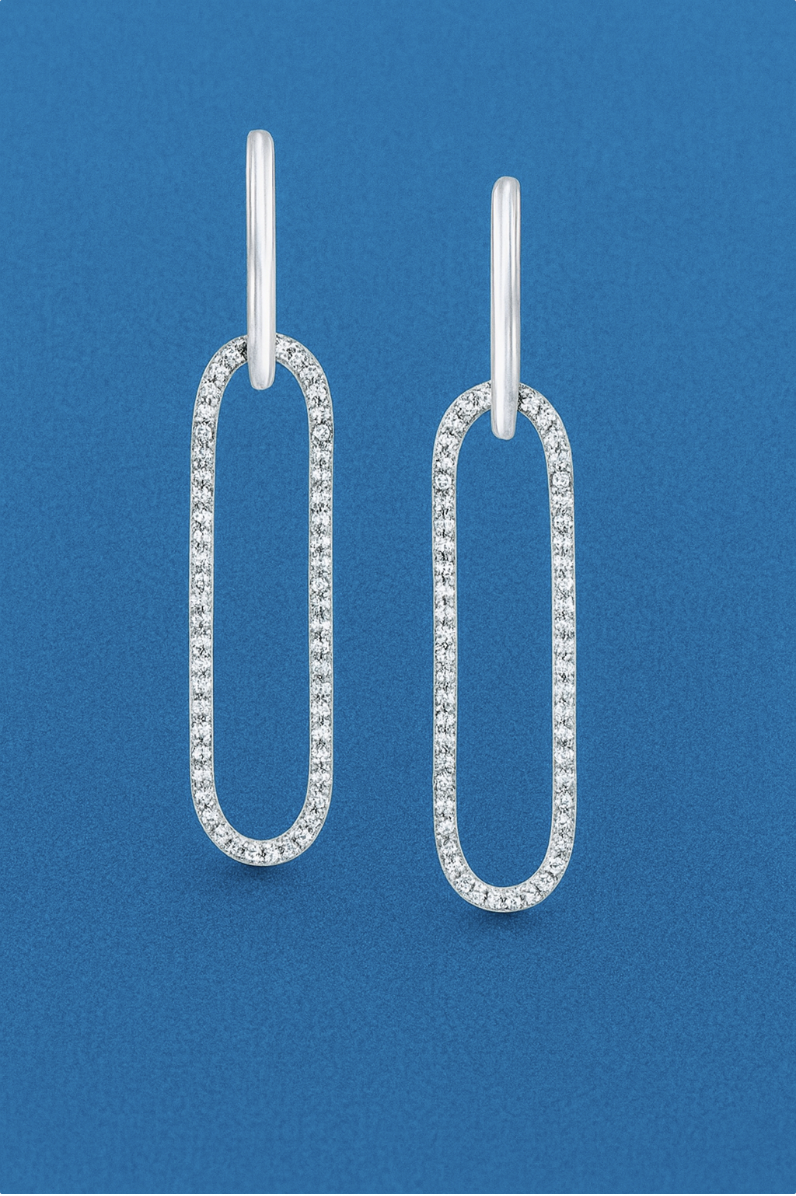 Diamond Link Drop Earrings
