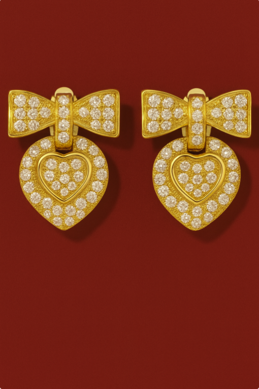 Bow & Heart Drop Earrings